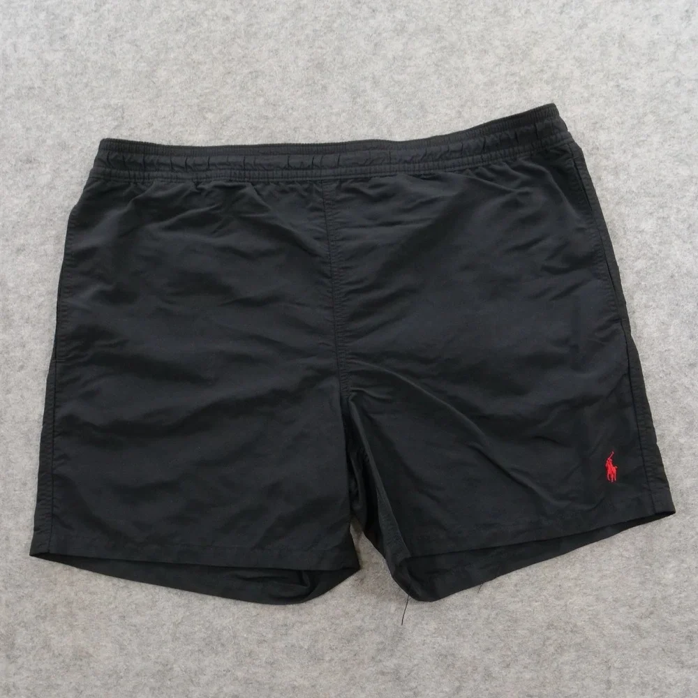 Polo Ralph Lauren Shorts Mens Extra Large Black Swim Trunks Red Pony Logo